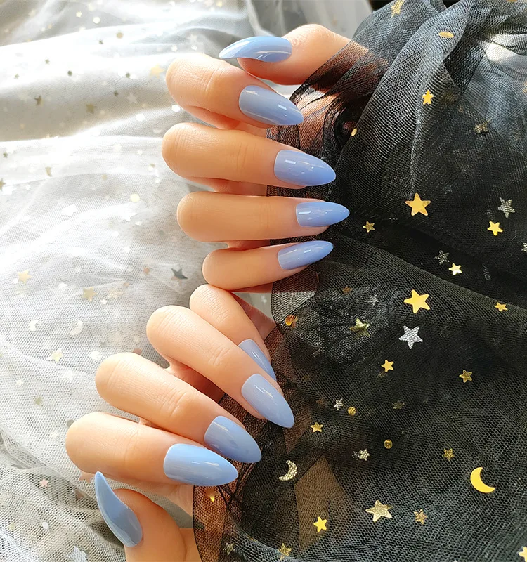 
24 Pcs Full Cover Almond Long Nail Tips Free Shipping Xl Press On Nails Box Packaging Designed Fake Nails 