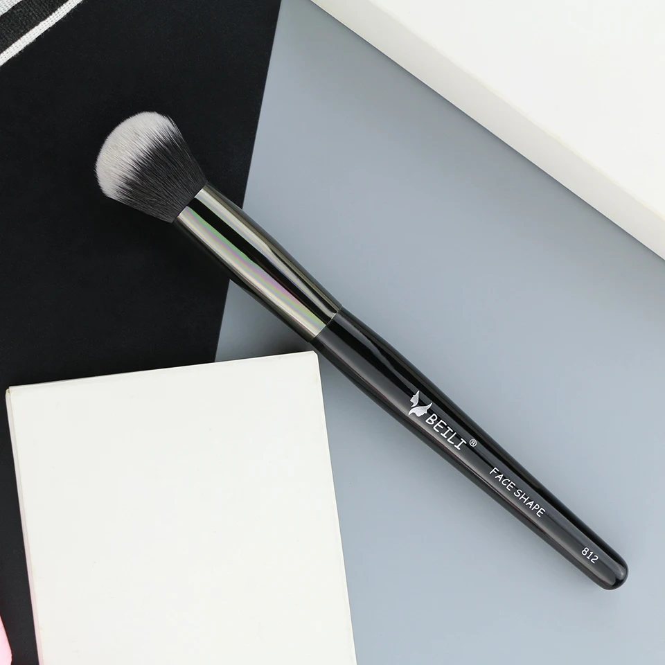 BEILI High quality Black and Silver Contour brush Beauty make up brush Amazon Hot seller Makeup brushes private label