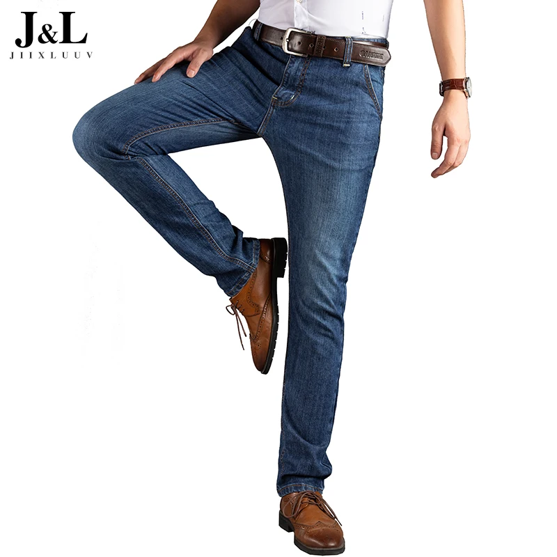 Джинсы мужские прямые стрейчевые, деловые мягкие классические брюки для бега, для отдыха, большие размеры, черные