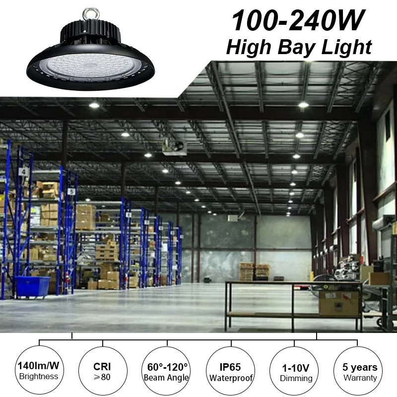 5 years warranty Warehouse Gymnasium 130lm/W60W 100W 150W 200W 240W Led Light UFO Industrial Baylight