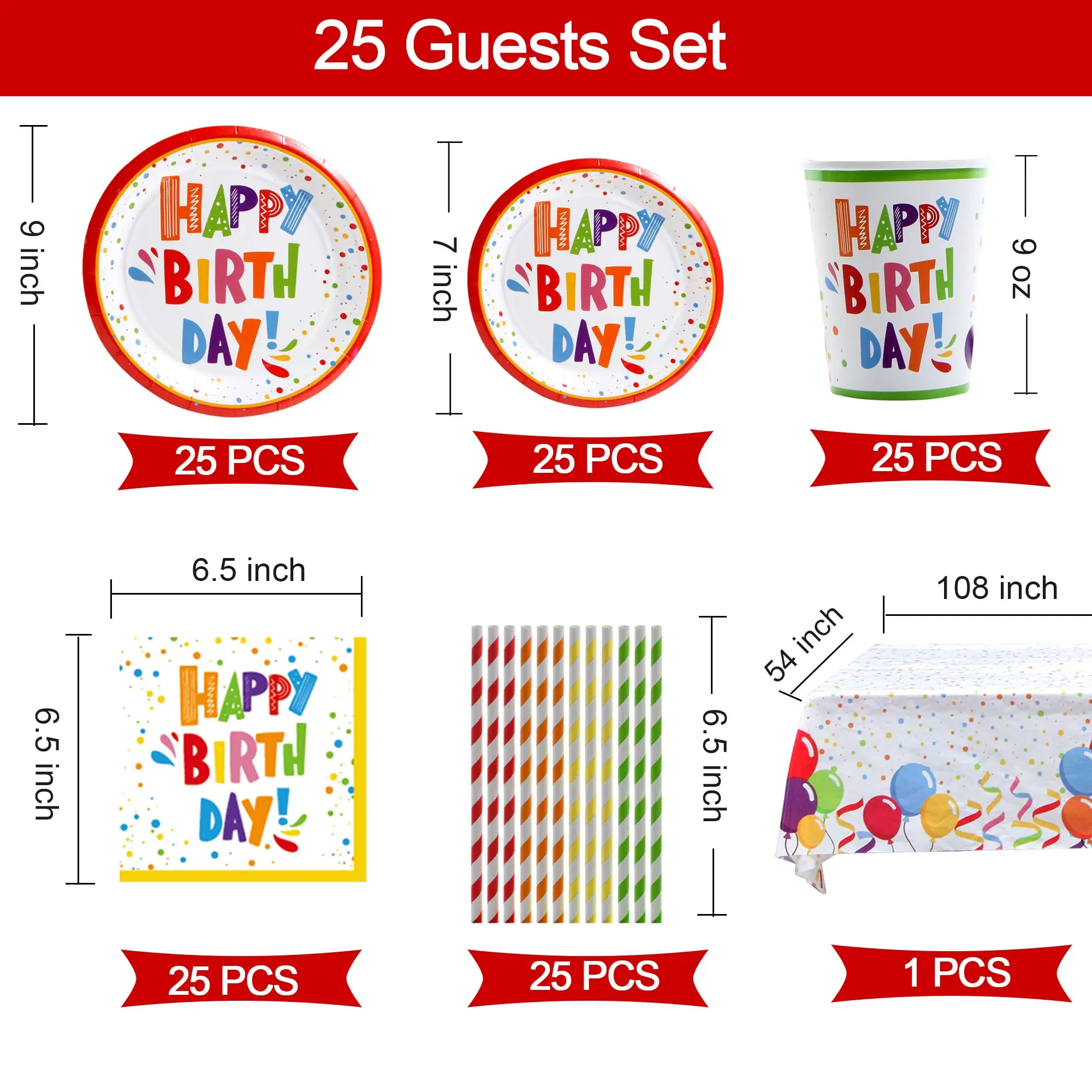 Birthday Party Decorations Banner Balloons Foil Curtains Tablecloth Swirl Honeycomb Cake Topper Plates Cups Napkins Straws