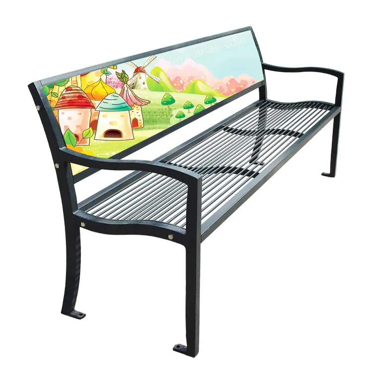 urban street furniture steel advertising bench seat outdoor memorial park benches public garden metal ads bench seating