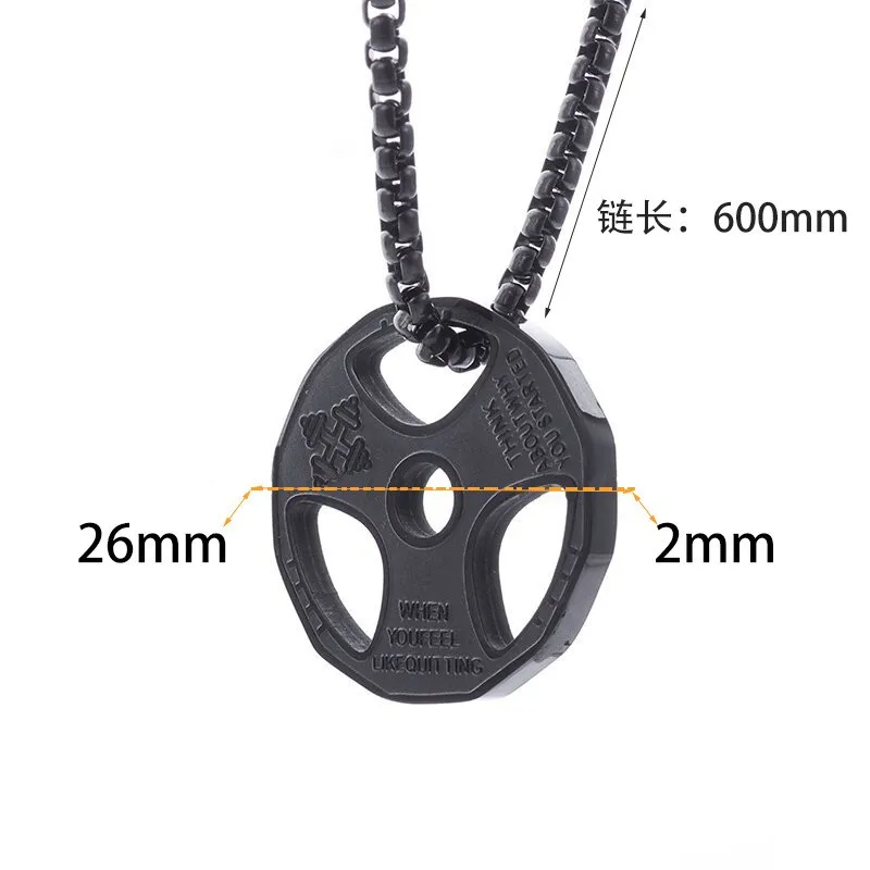 Wholesale Men Women Fitness Charm Jewelry Weight Plate Dumbbell Sports Barbell Stainless Steel Pendant Necklace For Men