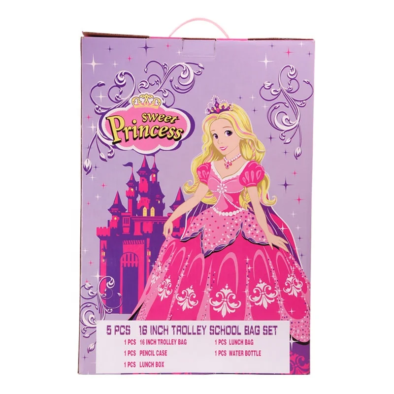 Hot Sale 16Inch Kid Trolley Bag School Bags Cartoon Trolley Bag Set For Girls