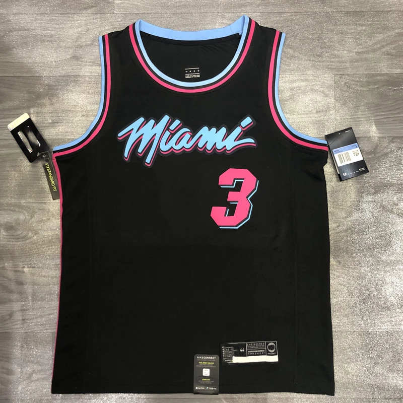 2021 New Miami Blue Pink City Wade Heat Basketball Jersey High Quality Number 3 Jersey 13# Adebayor 22# Jim Butler
