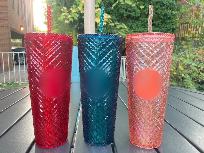 Star bucks Clear Red Pink Plastic Drinking Glasses Cups Tumblers with Lids Dessert Mugs Personalized Reusable Red Party Cups