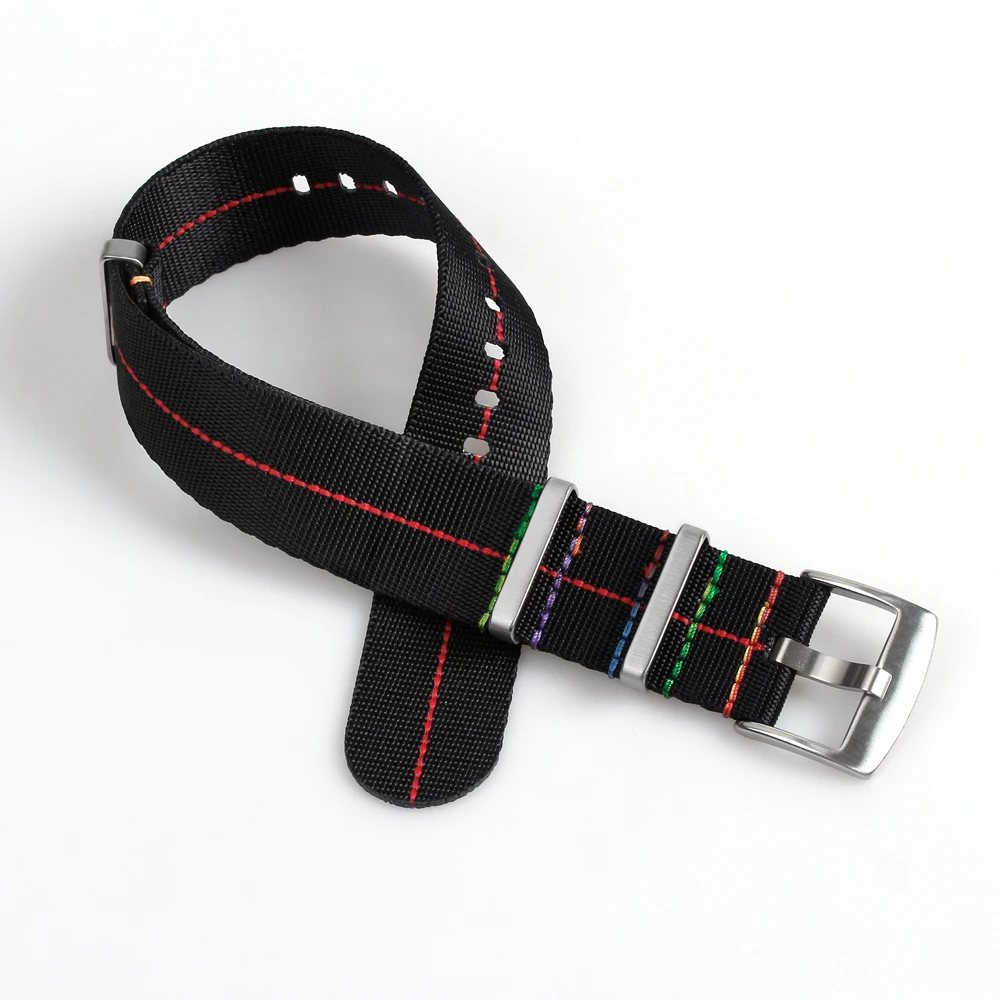 Luxury nylon watch bands stripe nylon watch straps seatbelt straps 20mm 22mm watch bracelet nylon webbing with metal buckle