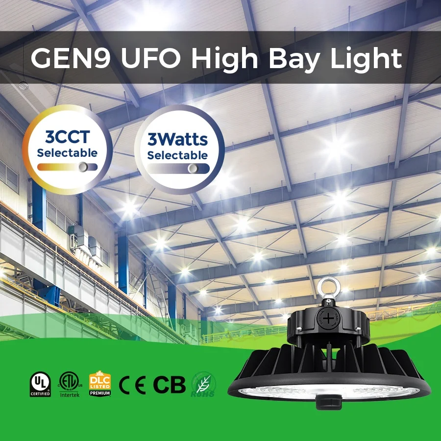 Заводская цена IP65 UFO LED High Bay 150 Вт переключаемый Диммируемый алюминиевый склад арматура для мастерской гаража 5000K