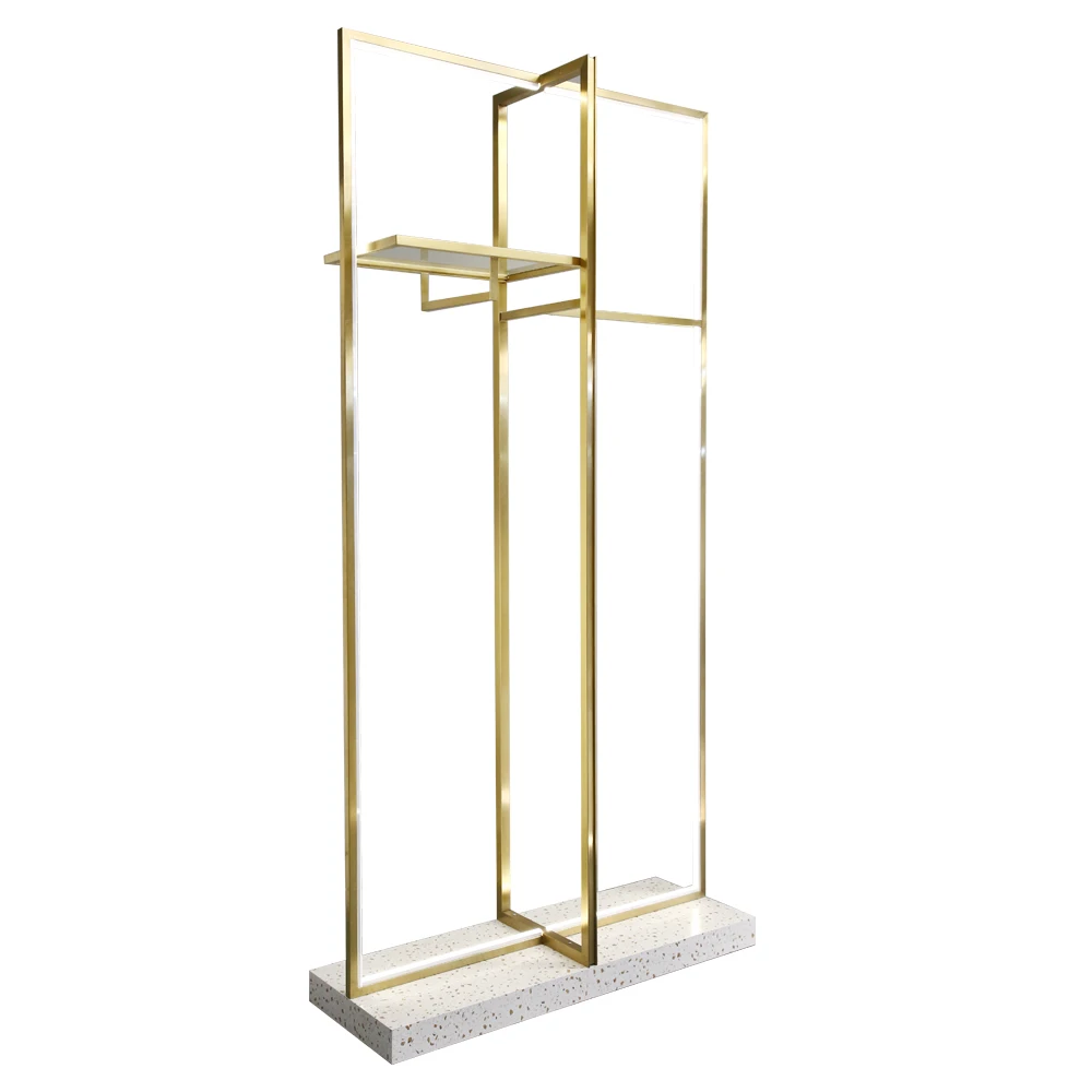 Luxury Store Shopping Fitting Wall Clothing Display Racks Clothes Stand Shelves For Retail Store Furniture