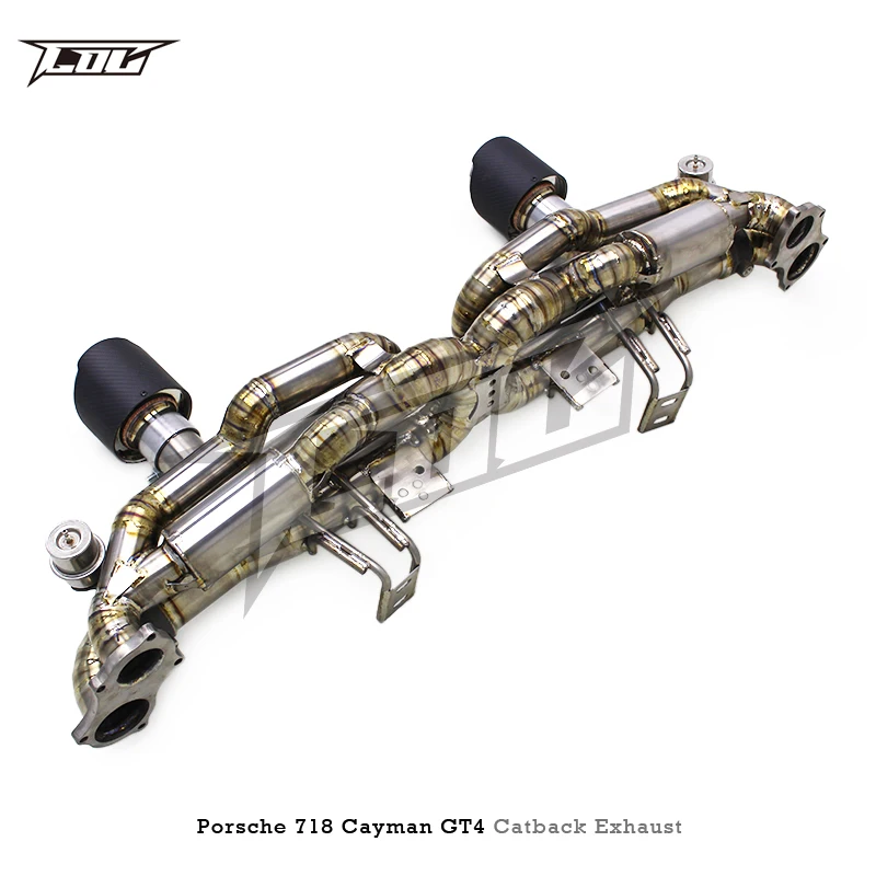 OEM Titanium Valve Exhaust Muffler Pipe For Porsche 718 Cayman GT4 4.0L 2020-2022 Racing Exhaust Catback With Carbon Fiber Tips