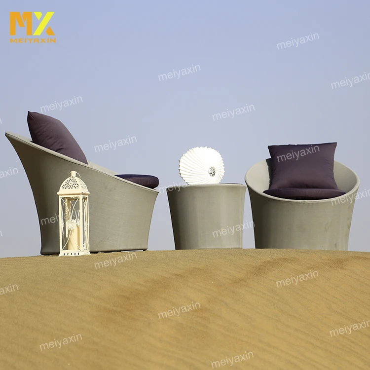 
MX outdoor garden table chair waterproof small round metal coffee table set 