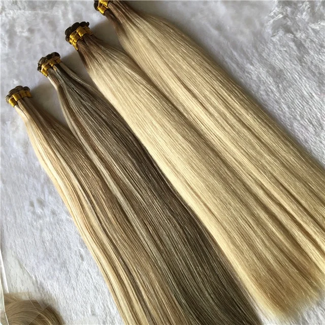 Remy Mongolian Full Hand Tied Weft Hair Extensions beaded rows hand tied weft wholesale hair  supply