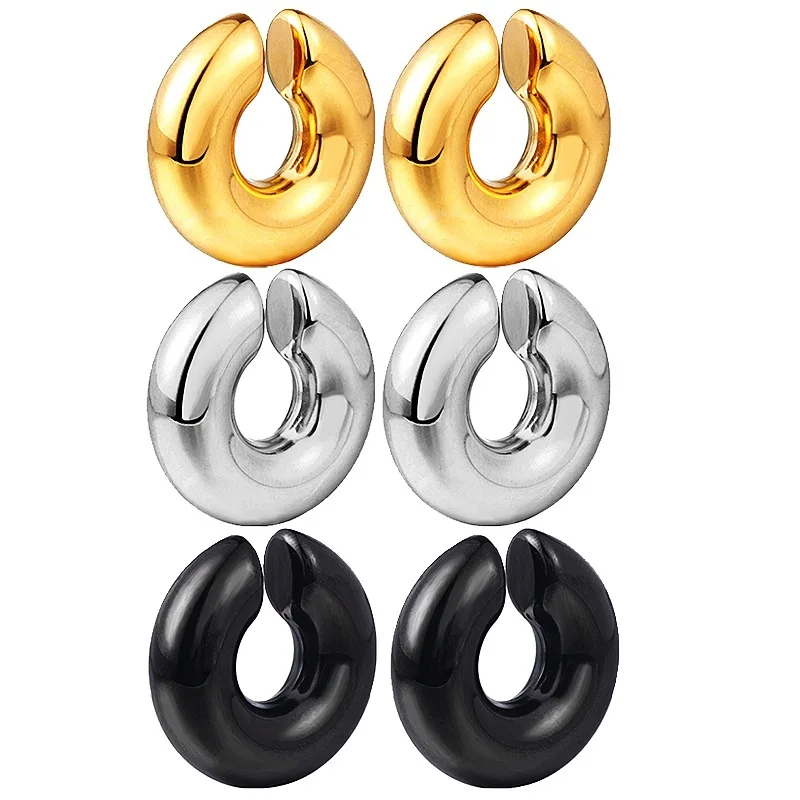 Fashion 2024 Geometric C 18k Gold Plated Luxury Earrings Stainless Steel Chunky Hollowed Big Statement Earrings