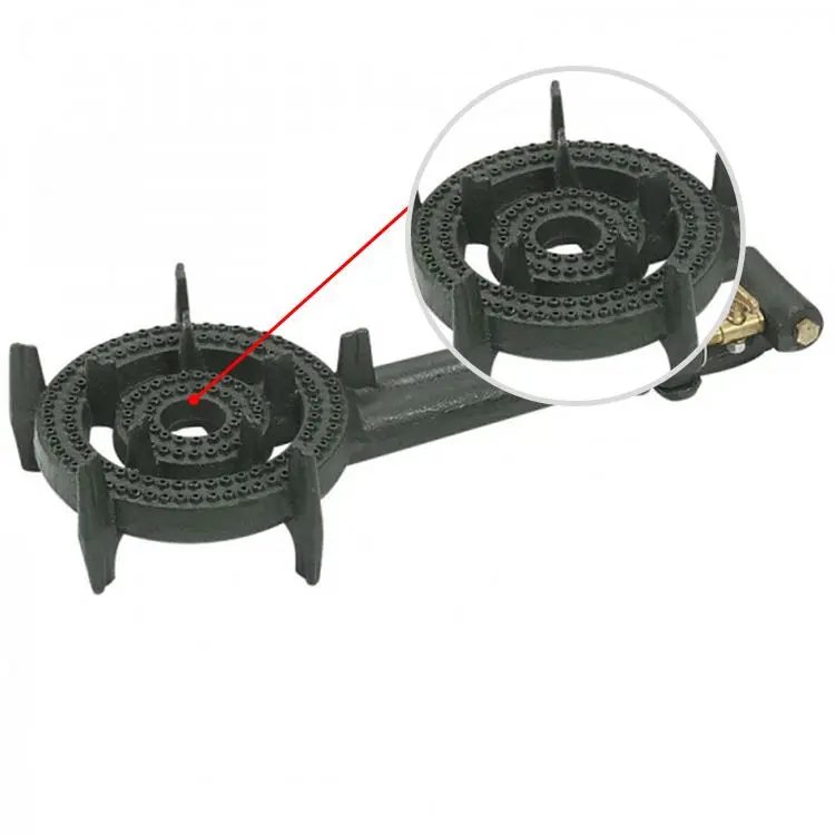 Commercial Custom Enameled Delicate Appearance High Pressure Cast Iron 2 Burner Gas Stove Ring Burners