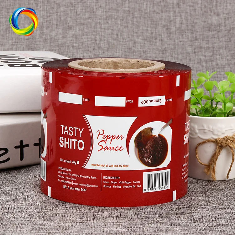 200 Micron Gravure Printing Aluminum Foil Composite Coil Coffee Sauce Degradable UV Plastic Roll Film For Chocolate Chip Packing