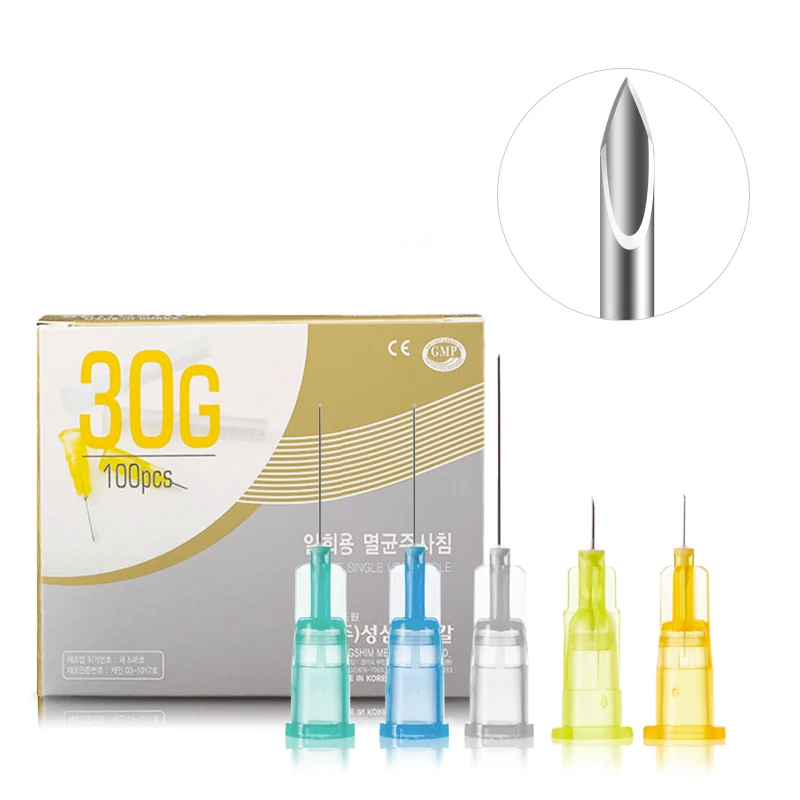 Hot selling  hyaluronan acid injector needle 18G 25G 27G 30G 31G 32G 34G 4mm 13mm 25mm 30mm sterile from Korea