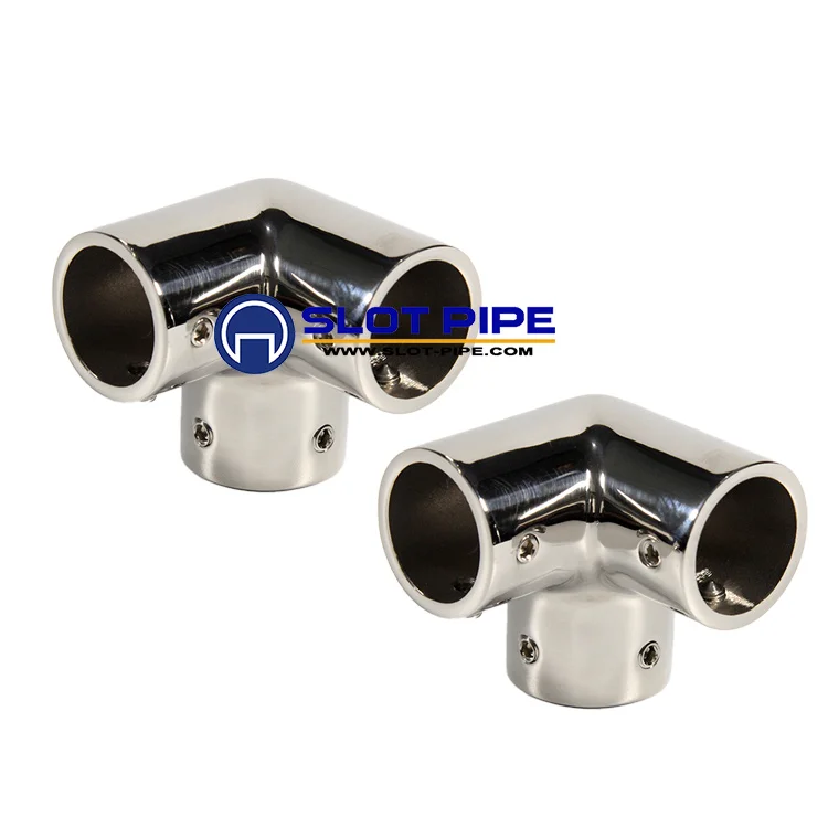 Marine hardware boat hand rail fitting corner fitting three way elbow 22mm round shape stainless steel