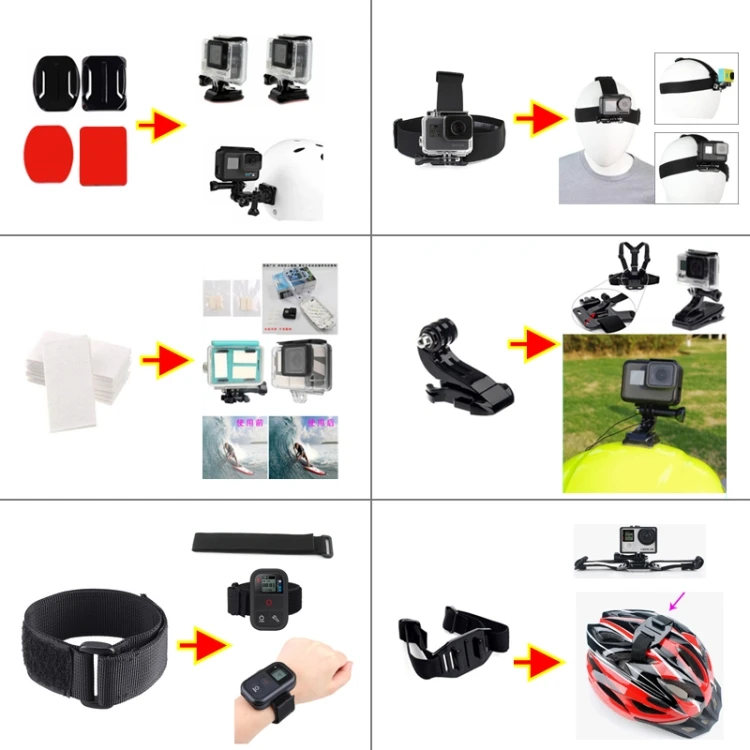  Комплекты комбинированных аксессуаров PULUZ 50 в 1 с чехлом из ЭВА для Gopro Hero
