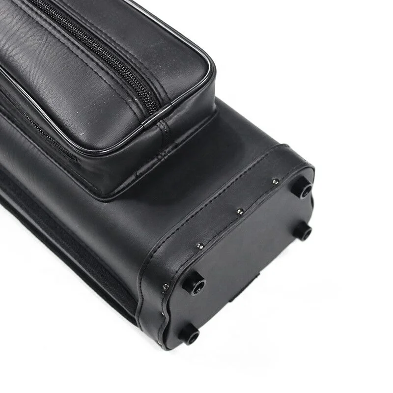 Premium Black Color  3B5S Leather  1/2  Billiard Pool Cue Standing Case Box Bag 8 Holes