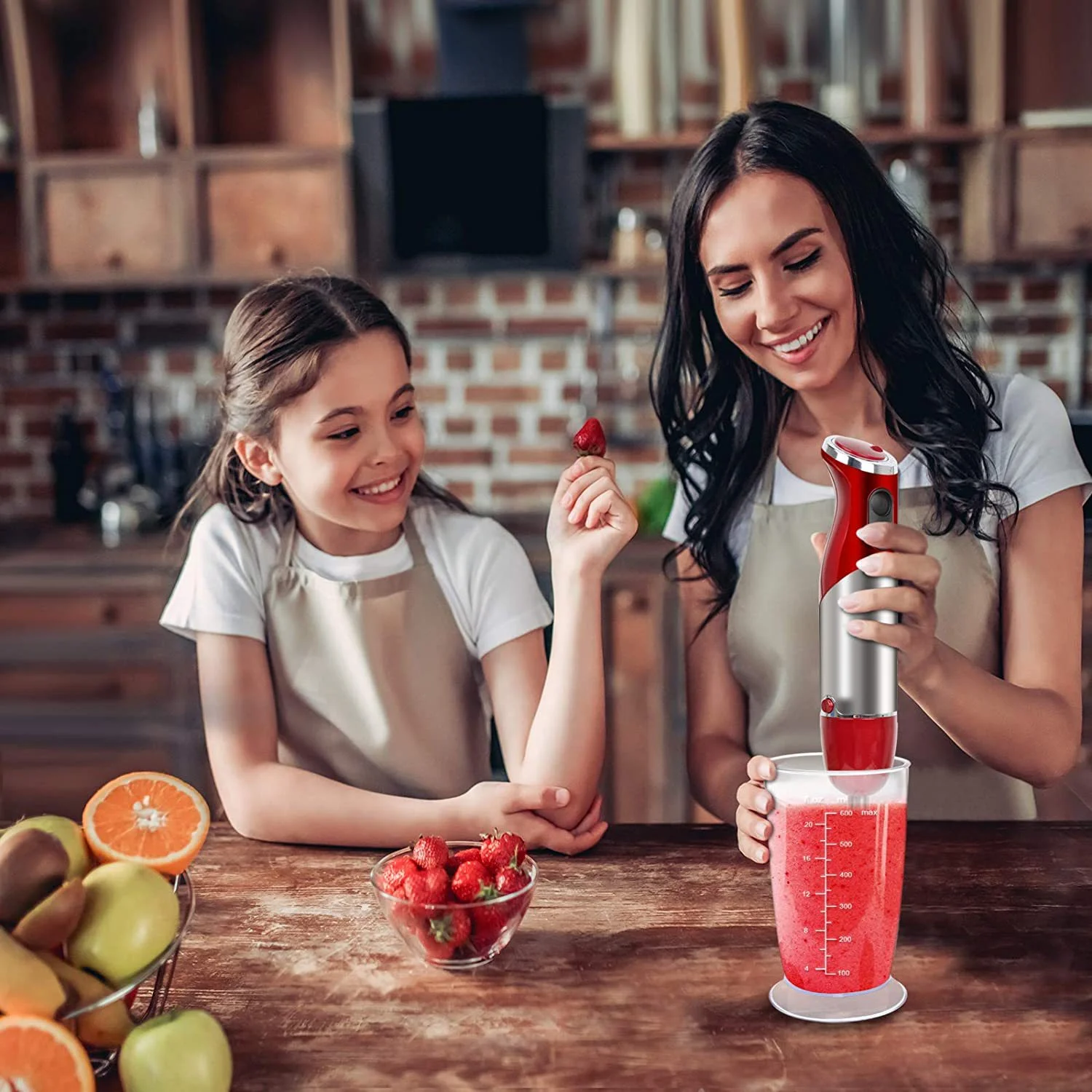 Customized color 4 in 1 hand blender with egg whisk milk frother hand stick blender for making food