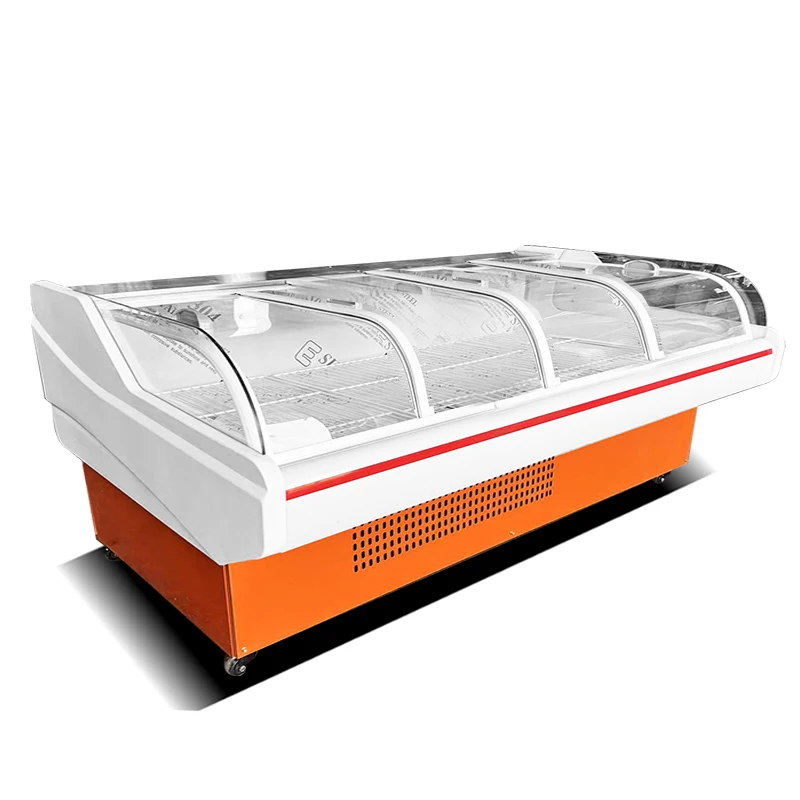 Restaurant Supermarket Refrigeration Equipment Fresh Meat Display Glass Door Chiller Freezer