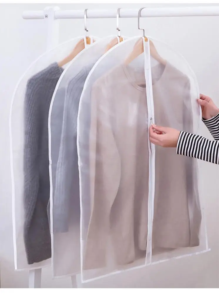 Wholesale home storage & bedroom gentleman suit clothes cover bag waterproof clear EVA  garment bag with zipper