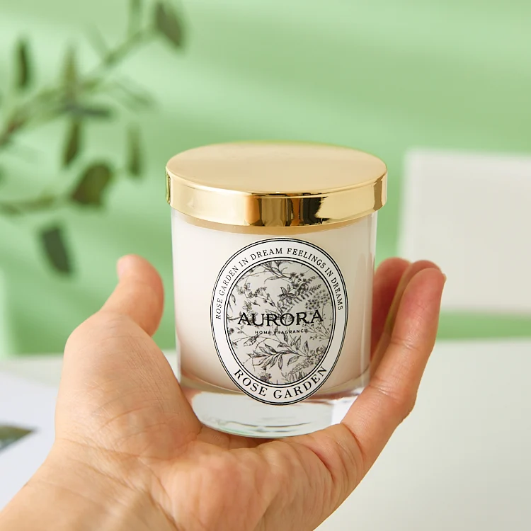 Bulk 200ml Clear Small luxury Thick bottom Glass Candle Jar with metal rose gold lids for candle making