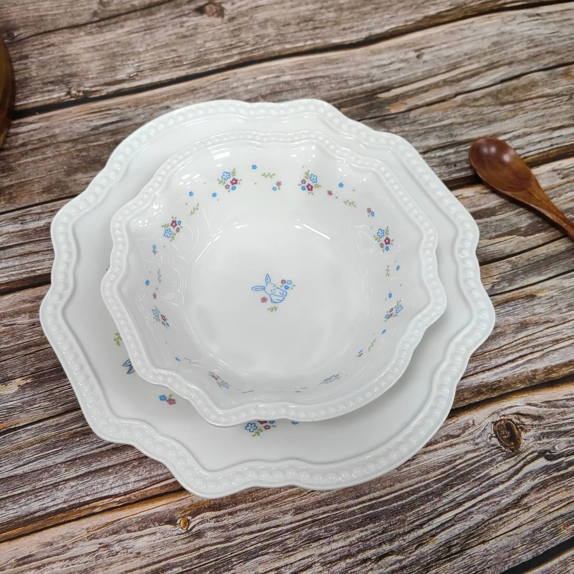 High-Quality German White Porcelain Dinner Set