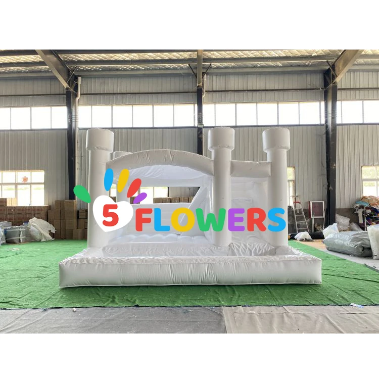 Customized PVC white inflatable combo bouncy castle with slide and pool cheap bounce house with blower jumpers for China sale