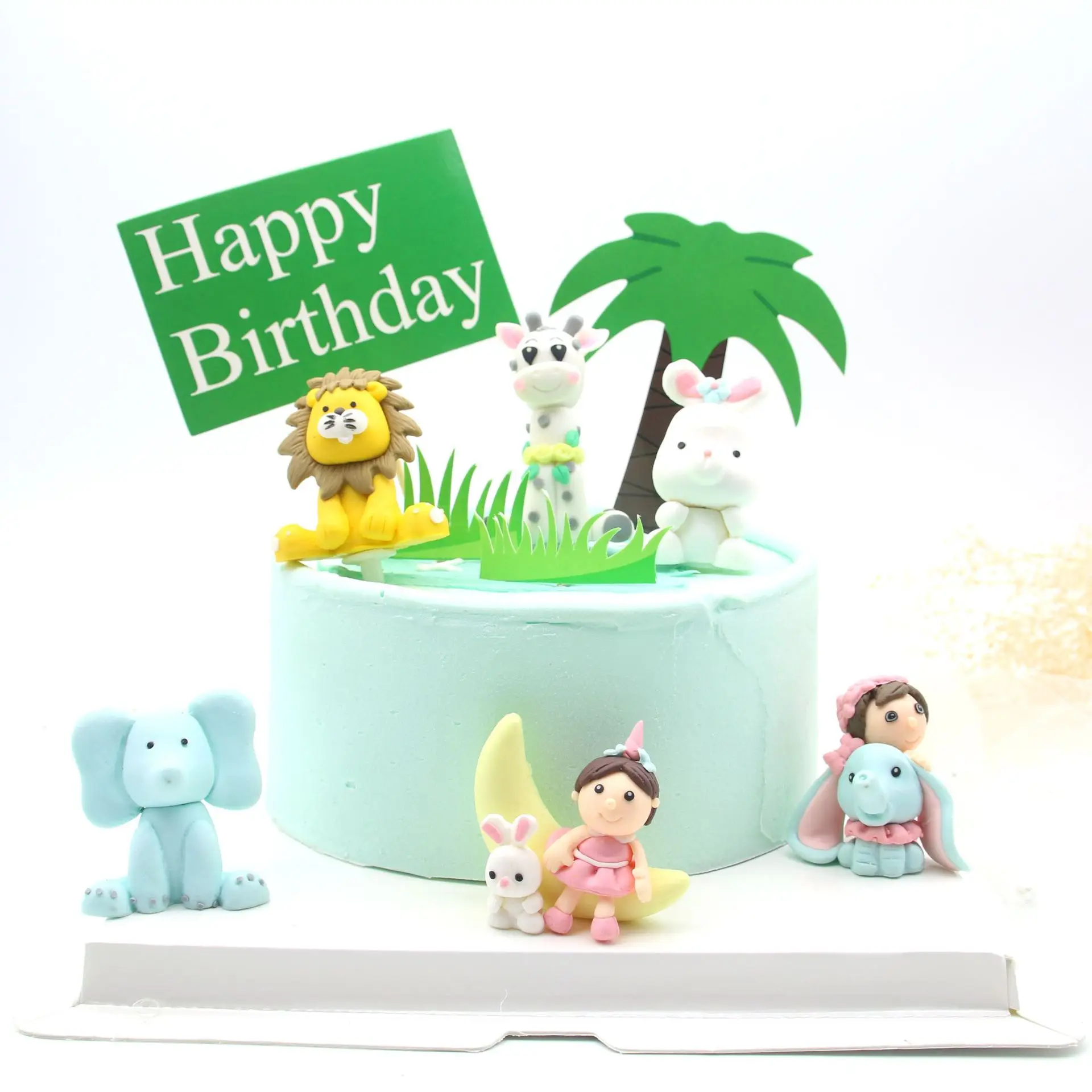 Birthday Cake Decorations 3D Clay Baby Lion Giraffe Rabbit Elephant Cake Decorating Supplies (1600356741214)
