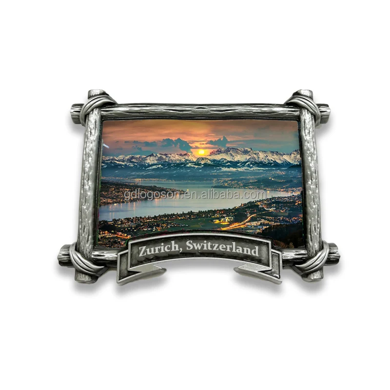 2024 New Gift Idea Antique Style Fridge Magnet Custom Print Zurich Switzerland Photo Frame Metal Magnets