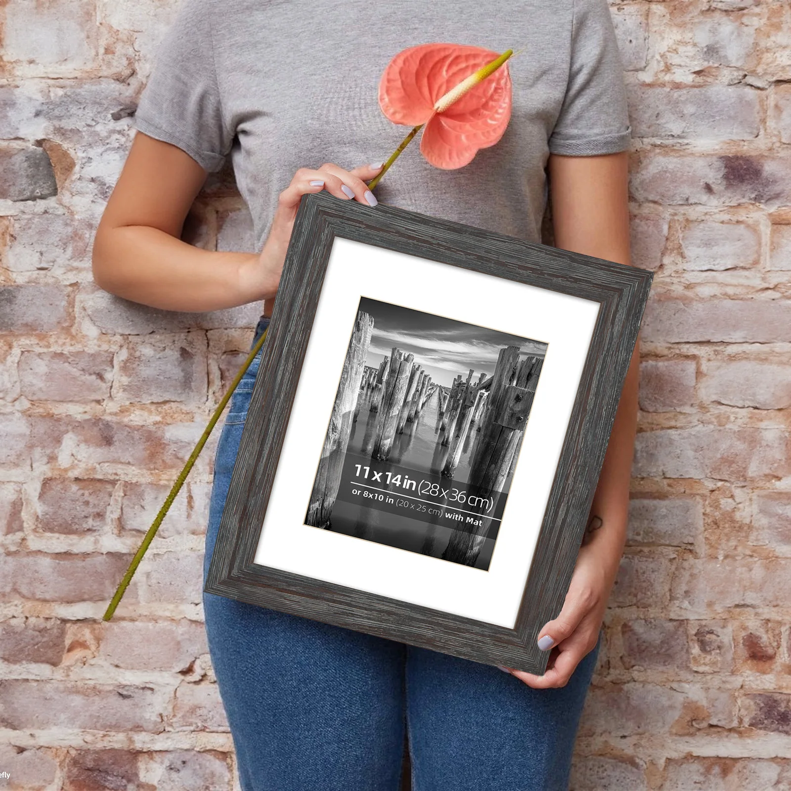 Frame Display Rustic Barn Wood Wall Mounted Classic Wood Photo Picture Frame 11X14