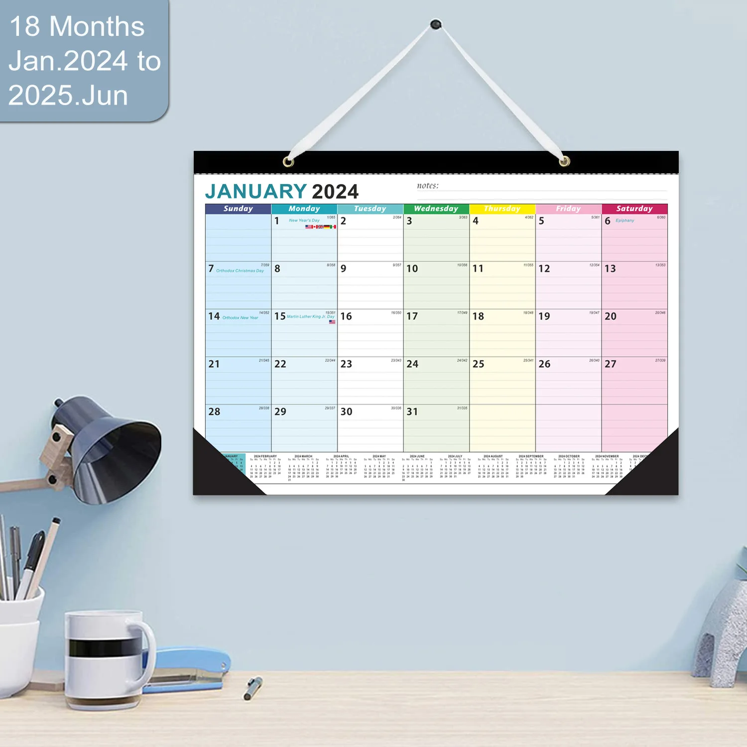 Customizable Color 2023-2024 Month Creative Traditional Vertical Wall Calendars Printing With High Quality Printing And Design