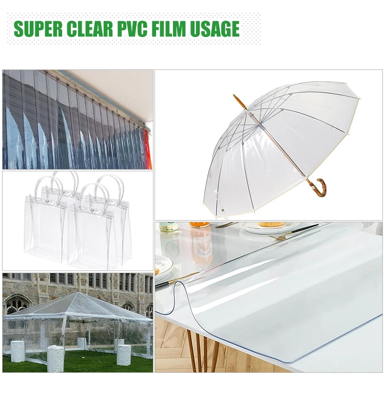 0.05-0.80mm Thick High Transparency Plastic Sheet In Roll Use For Tent Shower Curtain Table Cloth