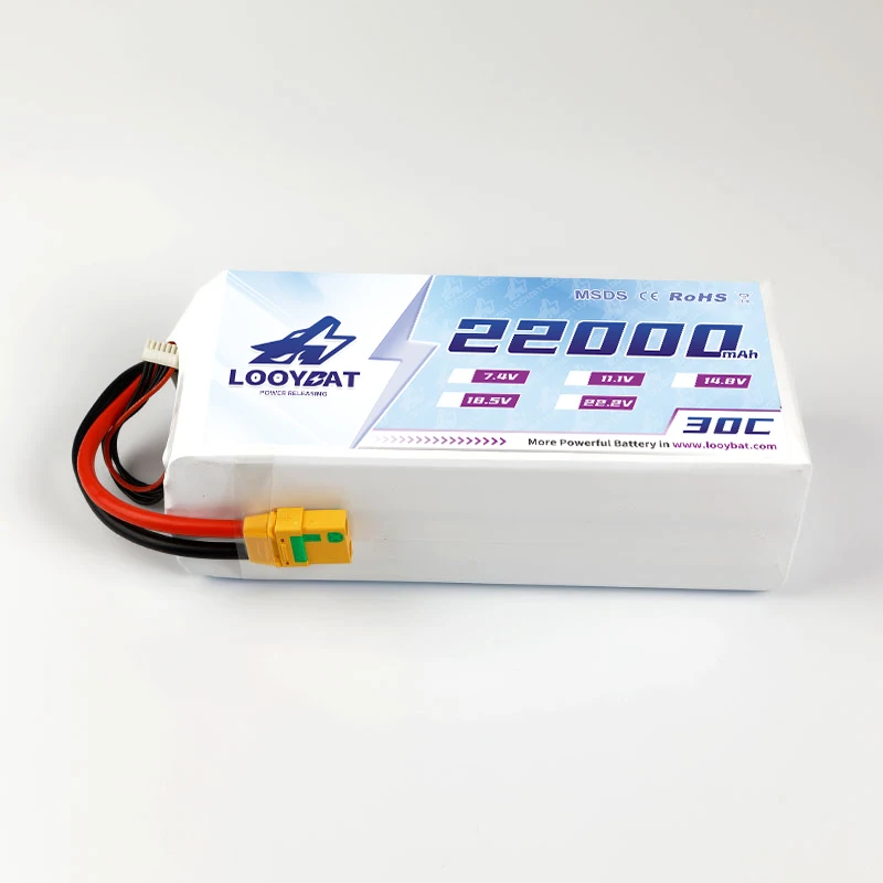 LOOYBAT Plant Protection Drone Lithium Battery 22000mAh 3S 4S 6S 22.2V 25C Drone FPV Flying LCO Lipo Batteries With XT90