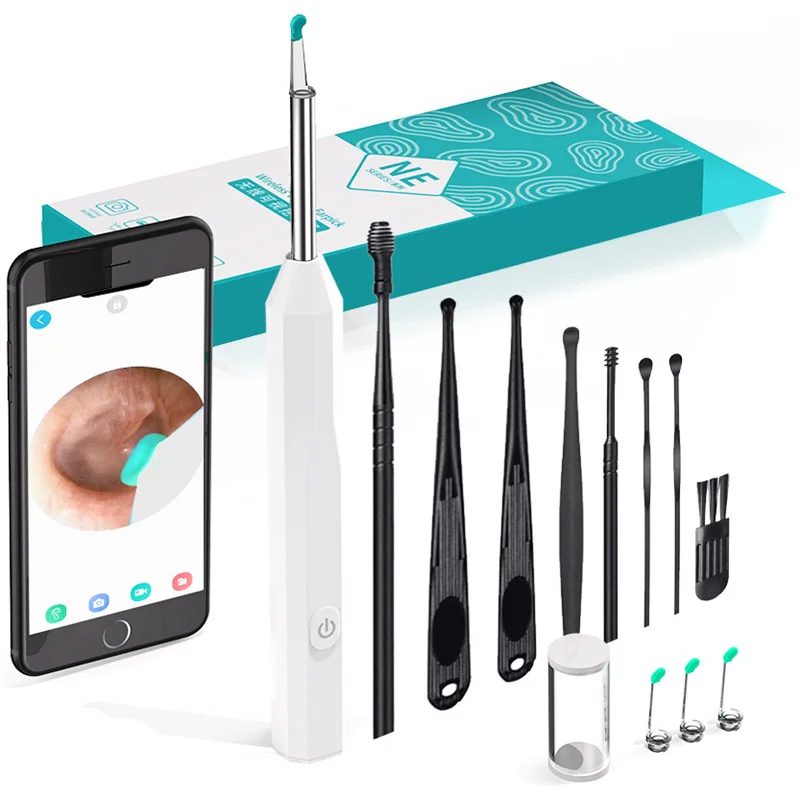 Wireless Smart Visual Ear Cleaner Otoscope WiFi Luminous Earpick Ear Wax Removal Tool With Camera Ear