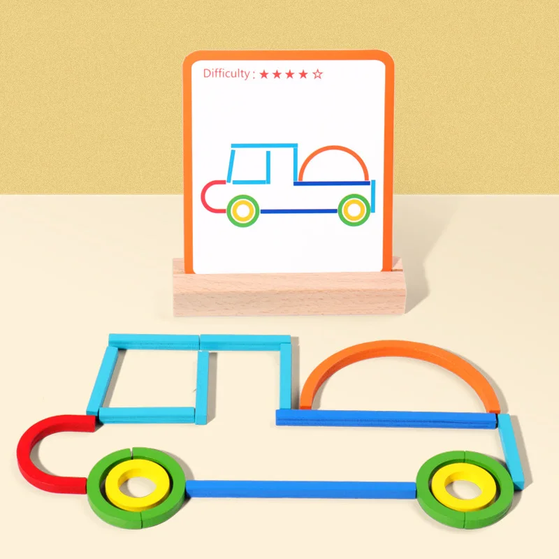 Preschoolers Intelligence Development Early Learning Educational Creative Sticks Rings Puzzle Montessori Matching Puzzle Toys