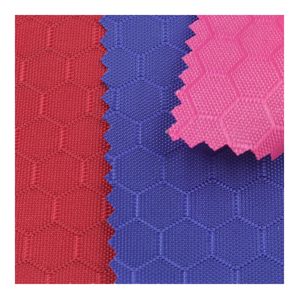 420D honeycomb plaid ripstop nylon fabric with pu coating for bags and luggage