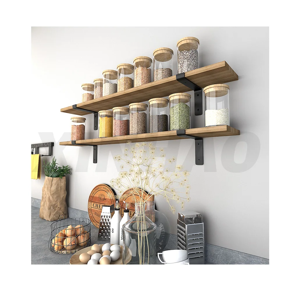 Wholesale Furniture Hardware Durable Industrial Black Metal Shelf Bracket