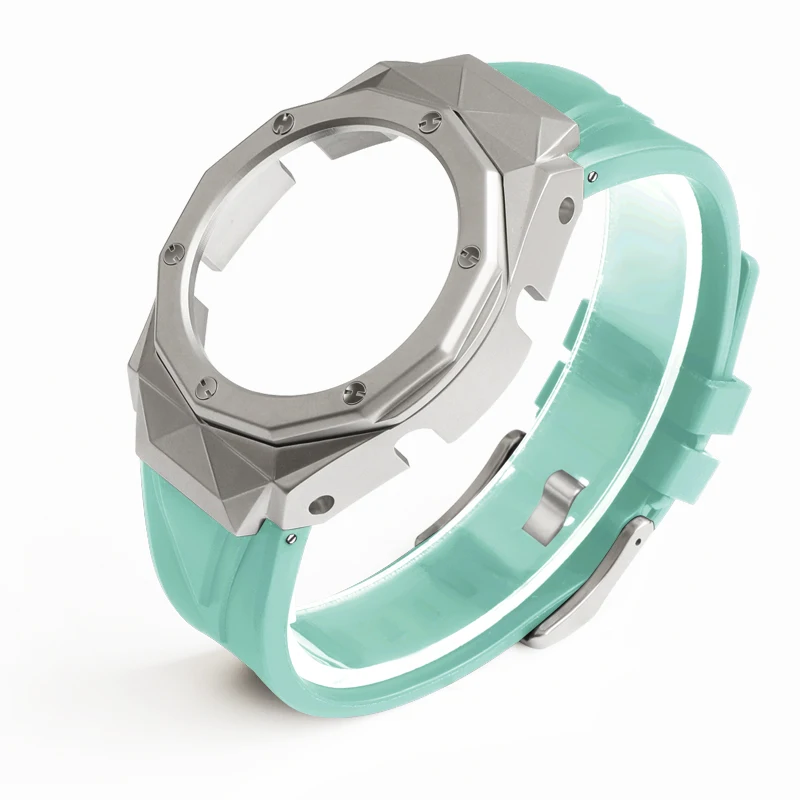 Applicable to for Casio GA-2100 Modified Metal Case Fluororubber GA2110 Watch Accessories for hubloted watch