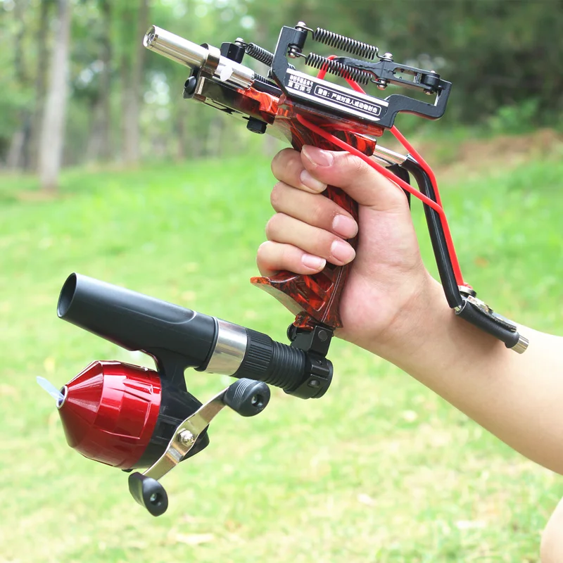 SYQT Archery With Wrist Rest Catapult  Outdoor Hunting and Shooting Fish Strong Fishing Slingshot Reel and Darts Kit Hunting Set