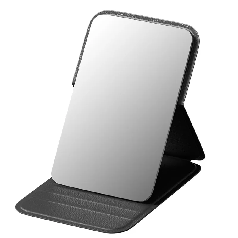 Personal Frameless Portable Beauty Adjustable Makeup Stand Mirror Leather Foldable Compact Vanity Cosmetic Mirrors