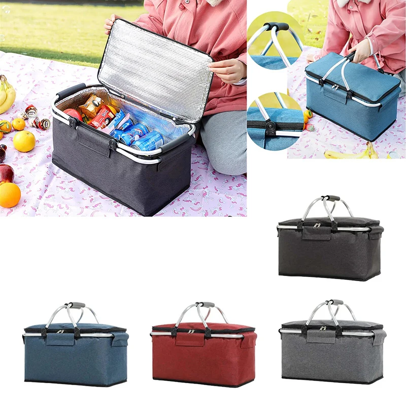 Custom Premium Durable Thickened Picnic Basket Set Foldable 4 Person Wine Insulated Picnic Basket- Perfect for Outdoor Picnic