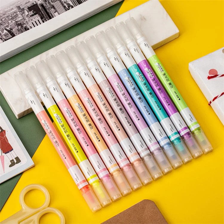 Single Color Office & School Markers with Flat Brush Tip Erasable Highlighter in Loose Packaging