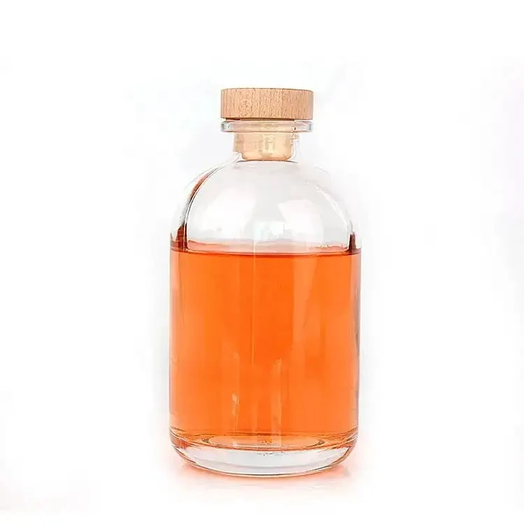 Custom Glass Liquor Bottle 250ml 500ml Empty Glass Wine Gin Whisky Vodka Bottle With Cork Lid