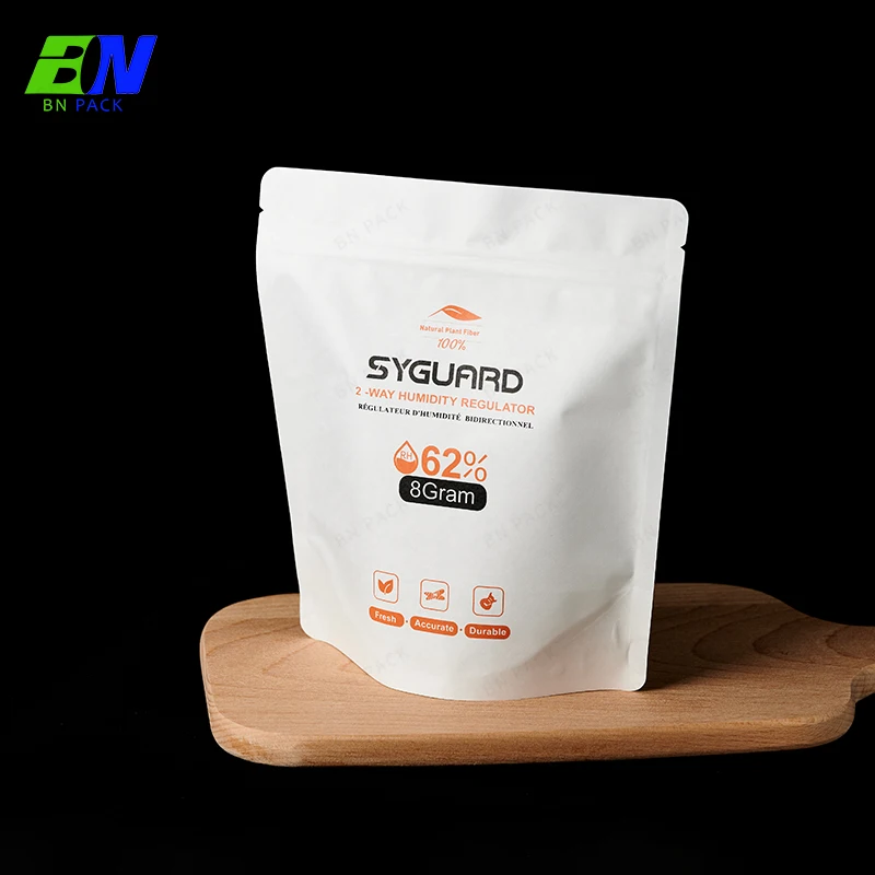 Eco Friendly Corn Starch Based Zip Lock Paper Packaging Compostable Biodegradable Pla Lined White Kraft Paper Stand Up Bag