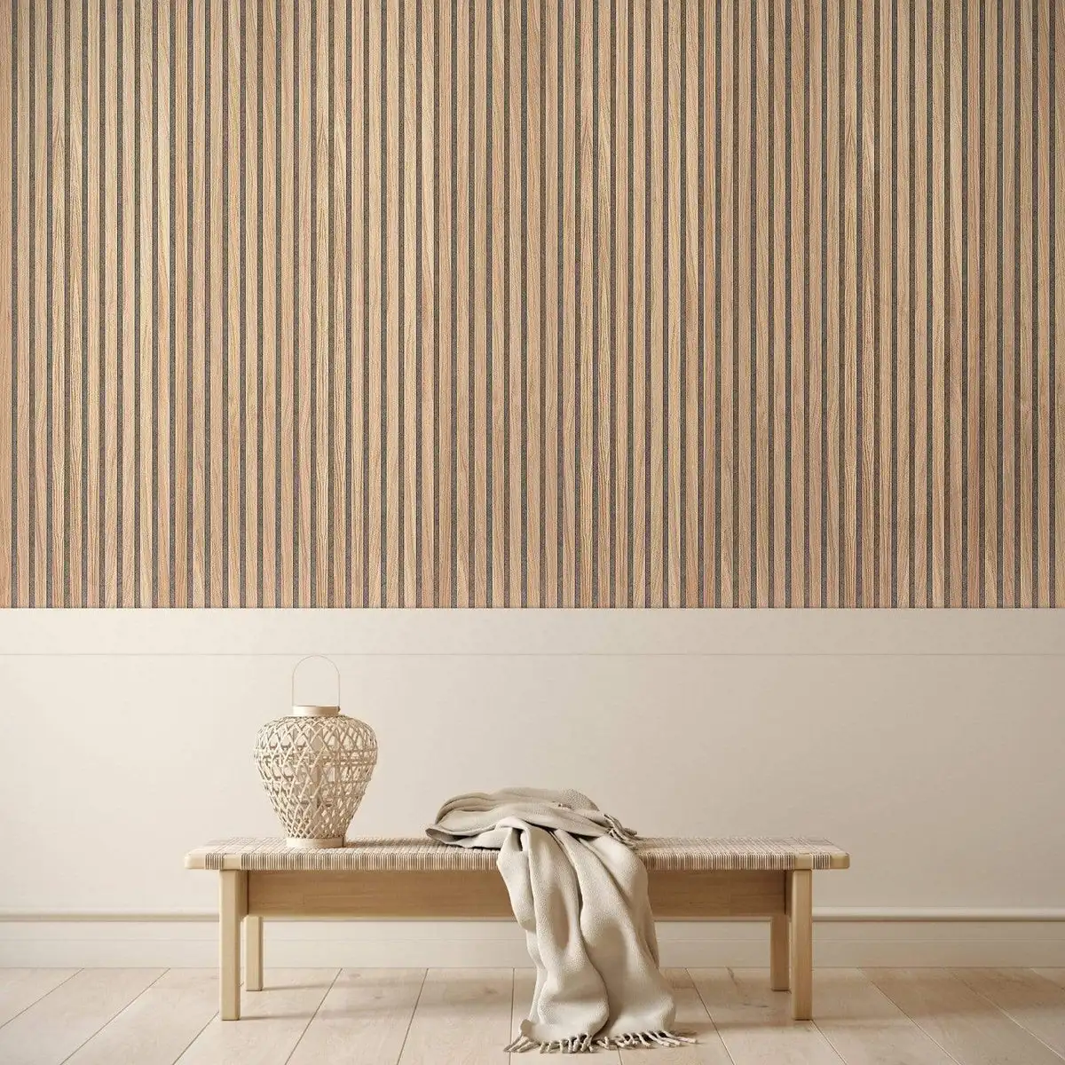 Contemporary design oiled oak fluted wood slat lowes soundproofing acoustic  wall panels