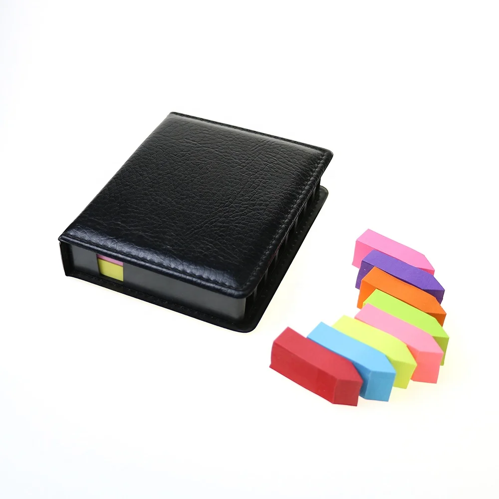 BECOL Promotional Customized Rectangular Note Pad Mini Memo Pad PU Leather Cover Sticky Notes Set with Calendar