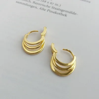 
18k Gold Plated Earrings 925 Sterling Silver Earrings Double Circle Earrings For Women 