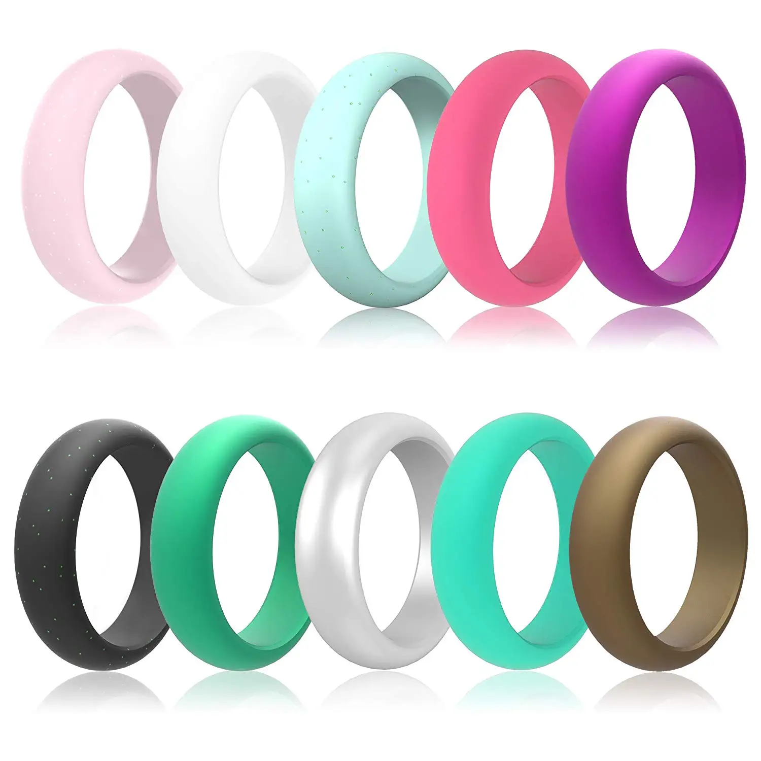 5.7mm Women Silicone Wedding band Couple Comfortable Metallic Silicone Finger Rings Silicone Rings